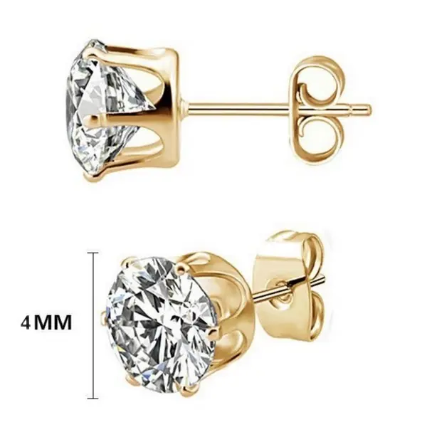Meilleur Prix Lot de 5 paires de boucles d'oreilles puces - Solitaire zirconium 4 mm