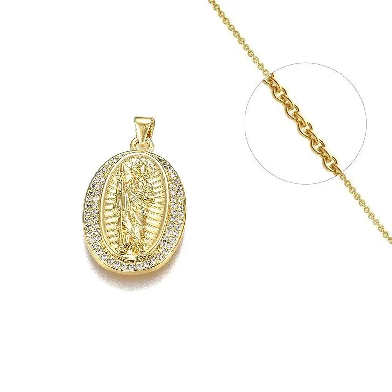 Édition Limitée Collier chaîne et son pendentif religieux serti de zirconiums