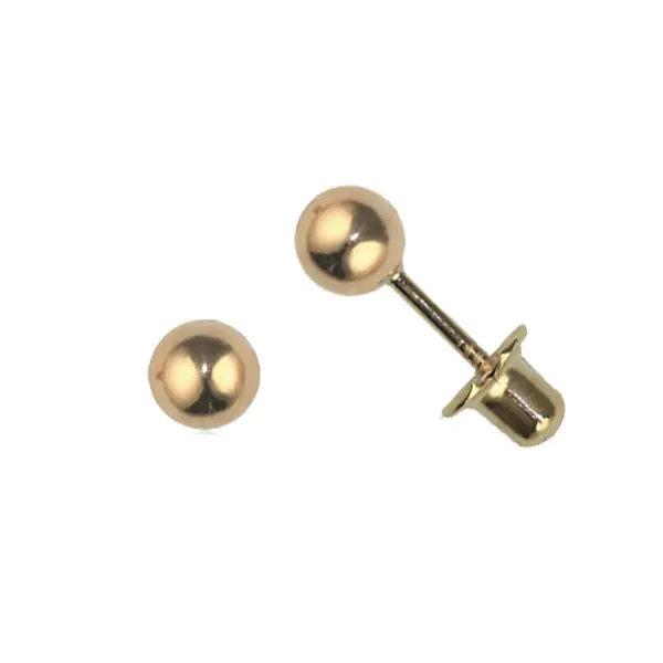 Boucles d'oreilles boules en Or 9 Carats et fermoir à visser | BIJOUX EN OR POUR BEBE ET ENFANT Acheter Direct