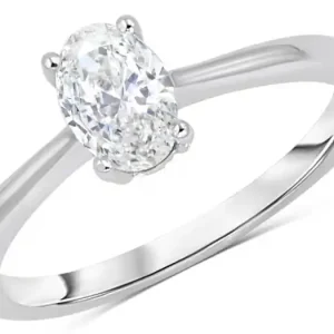 Promotion Bague Martha solitaire diamant de laboratoire demi-carat .50ct taille ovale en or blanc 14k pour femme