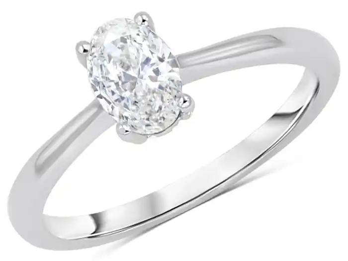 Promotion Bague Martha solitaire diamant de laboratoire demi-carat .50ct taille ovale en or blanc 14k pour femme
