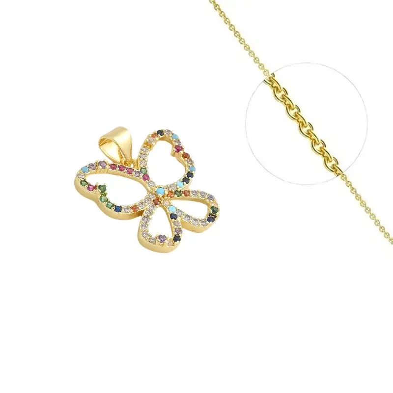 Collier doré chaîne et pendentif papillon serti de zirconiums en couleurs Offre Exclusive