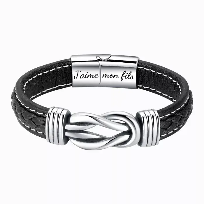À Mon Papa-Bracelet en Cuir Personnalisé avec 2 Prénoms Bracelet pour Homme | Cadeau Fête des Pères | Jessemade Prix Réduit