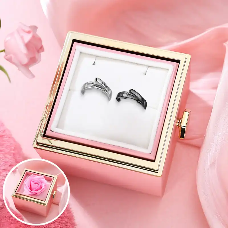 Affaire À Saisir À mon Amour - 2PCS Bague Réglable Couple 4 Textes Personnalisés Alliance | Jessemade