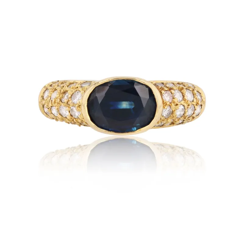 Nouvelle Collection Bague jonc or jaune saphir diamants