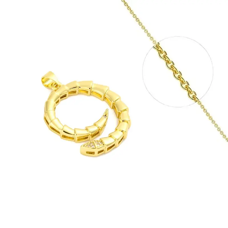 Nouvel Arrivage Collier pour femme chaîne ornée d'un joli pendentif serpent zirconiums blancs sertis