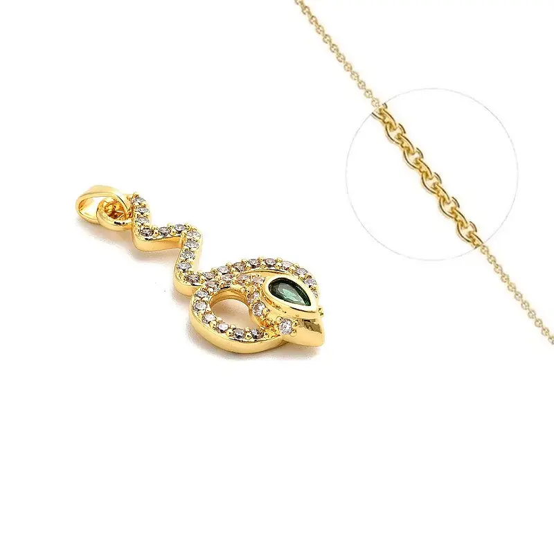 Collier pour femme chaîne ornée d'un joli pendentif serpent zirconiums blancs sertis Vente Directe