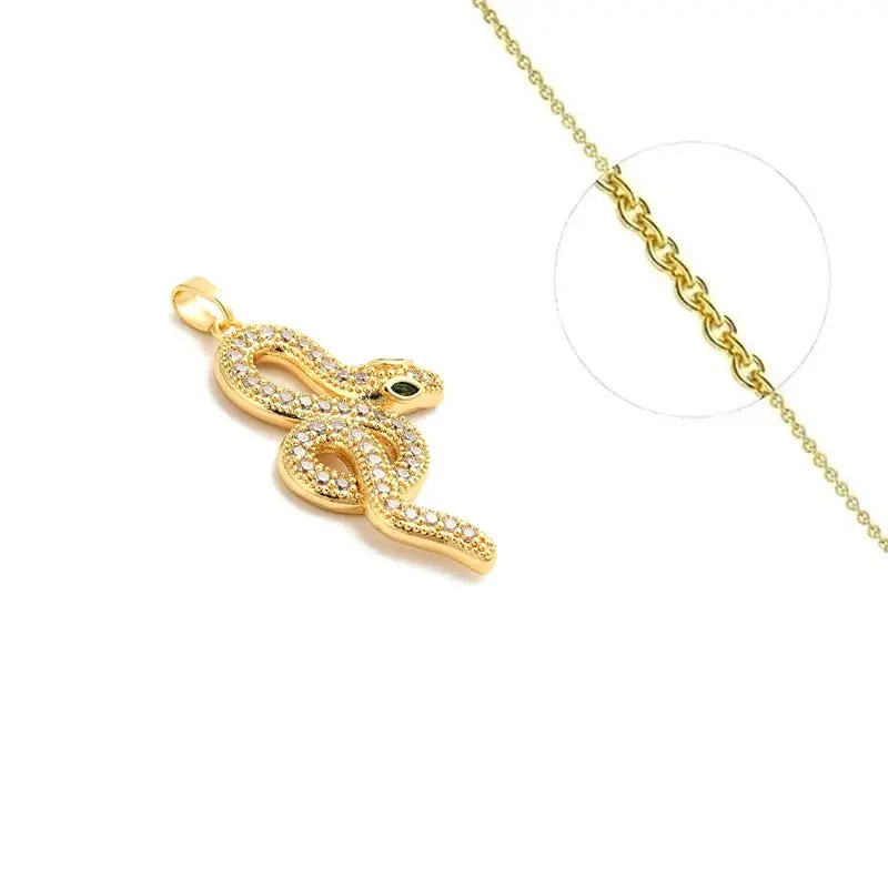 Collier pour femme chaîne ornée d'un joli pendentif serpent zirconiums blancs sertis Offre Limitée