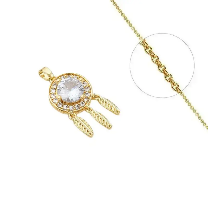 Marque Collier pour femme chaîne ornée d'un joli pendentif attrape rêves zirconiums blancs sertis
