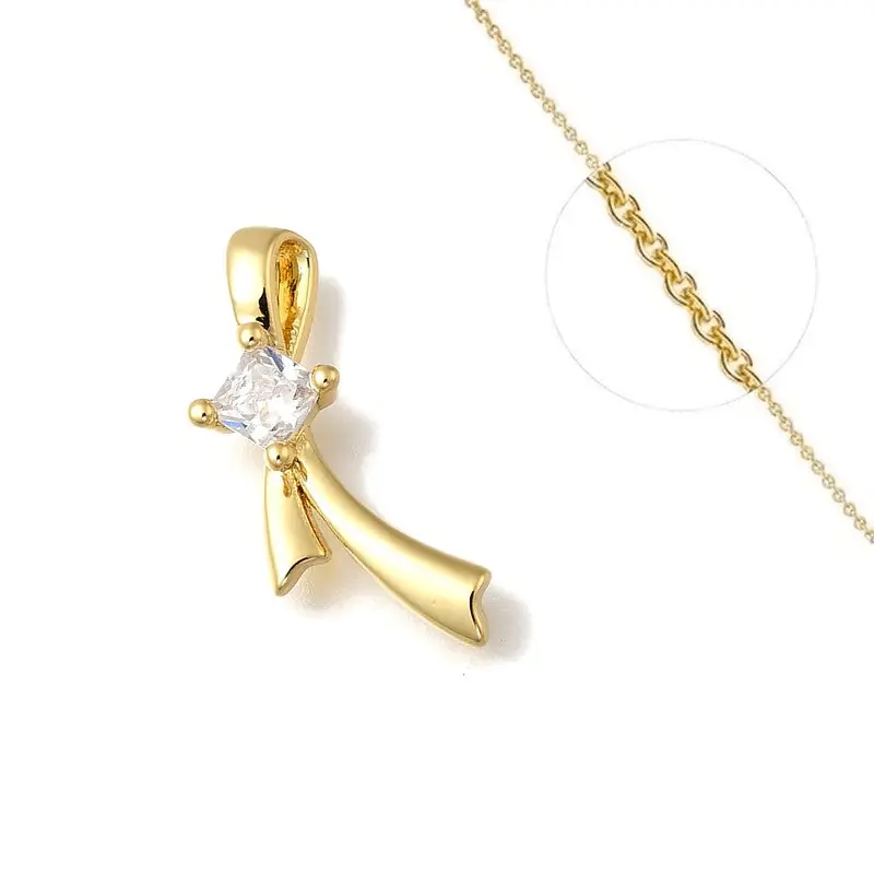 Collier pour femme chaîne ornée d'un joli pendentif ruban oxyde blanc Promotion