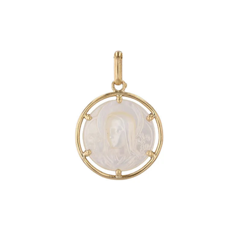 Médaille Vierge or jaune nacre Soldes
