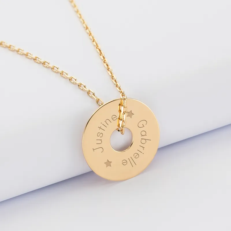 Acheter En Ligne Pendentif personnalisé médaille gravée plaqué or cible 20mm