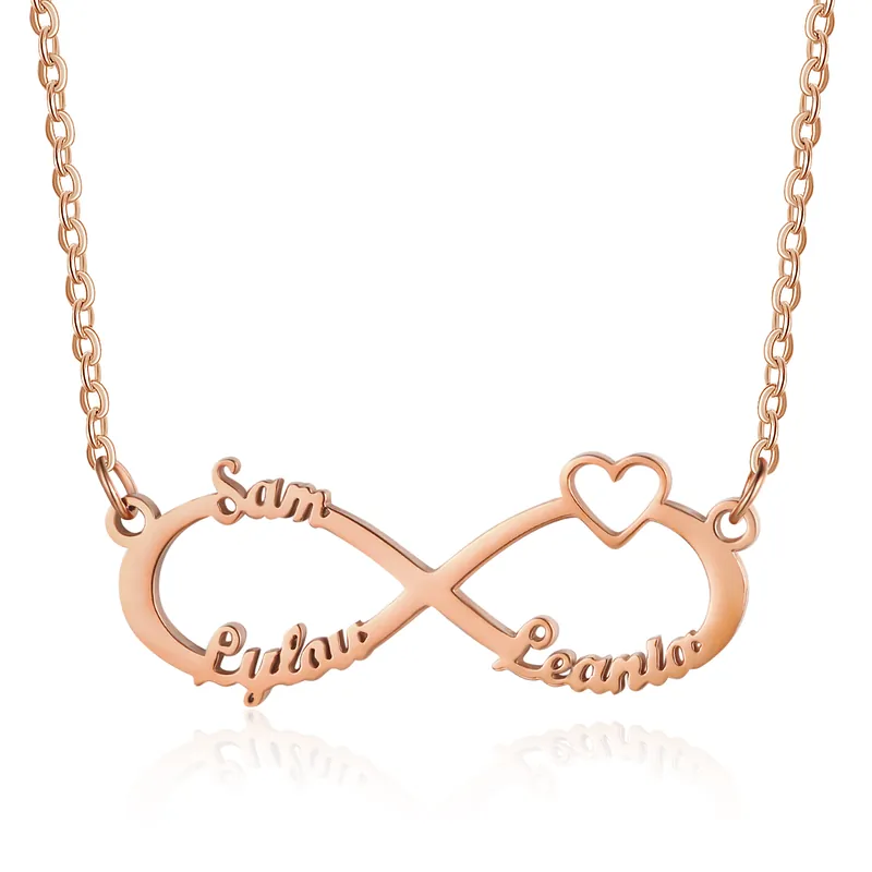 Offre Spéciale Collier amour et Infini Collier Personnalisé 3 Prénoms en Argent 925/Cuivre/Inox|Jessemade