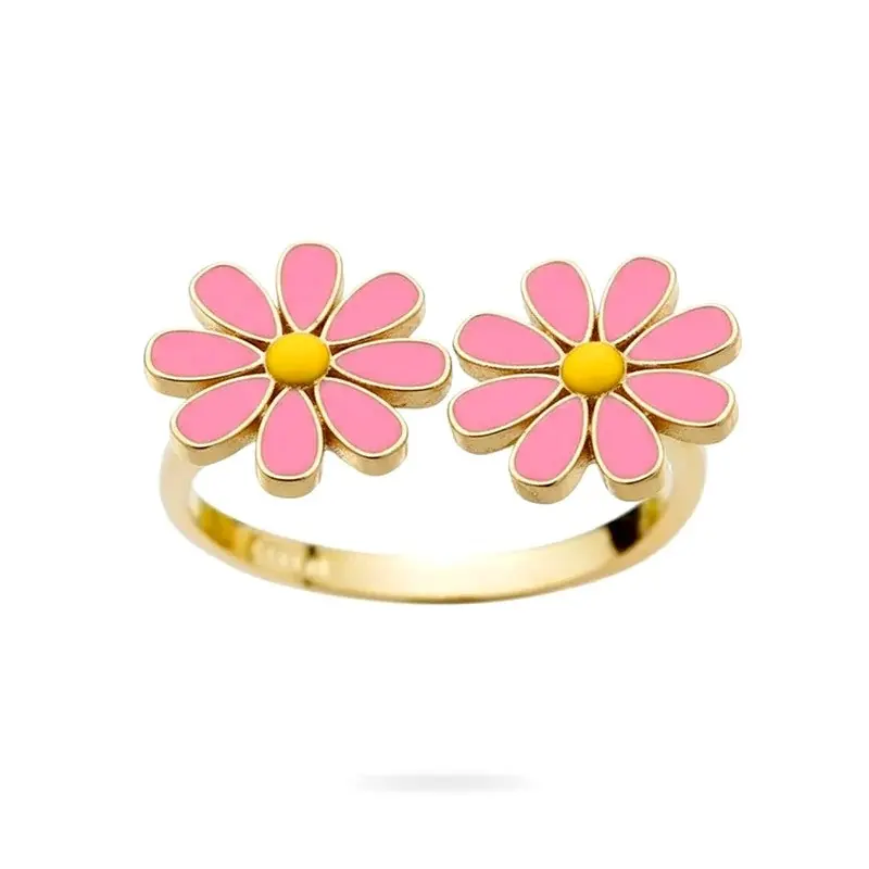 Usine Directe Bague femme réglable fleur Pâquerette rose