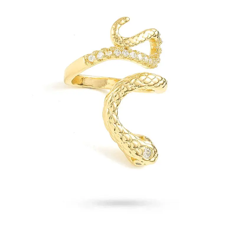 Bague femme réglable serpent zirconiums sertis Fait Main