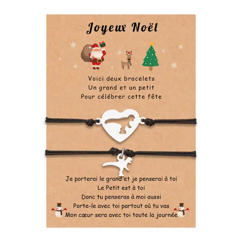 2PCS Ensemble de Bracelets Dinosaure Cadeau Noël Authentique