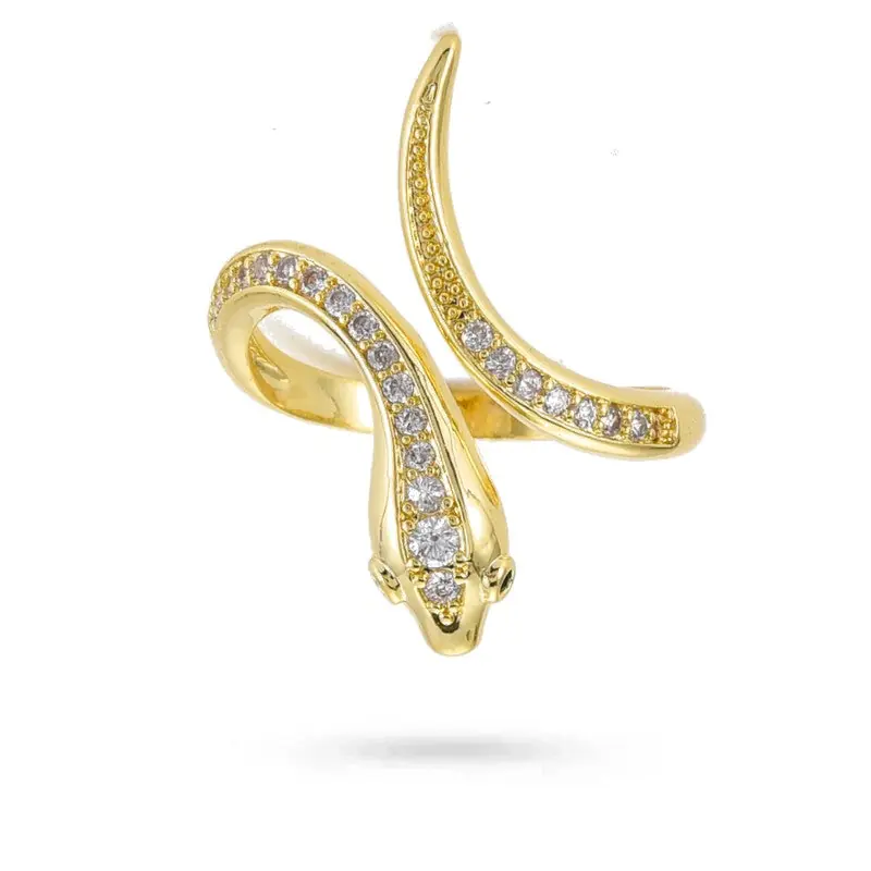 Artisanat Bague femme réglable serpent zirconiums sertis