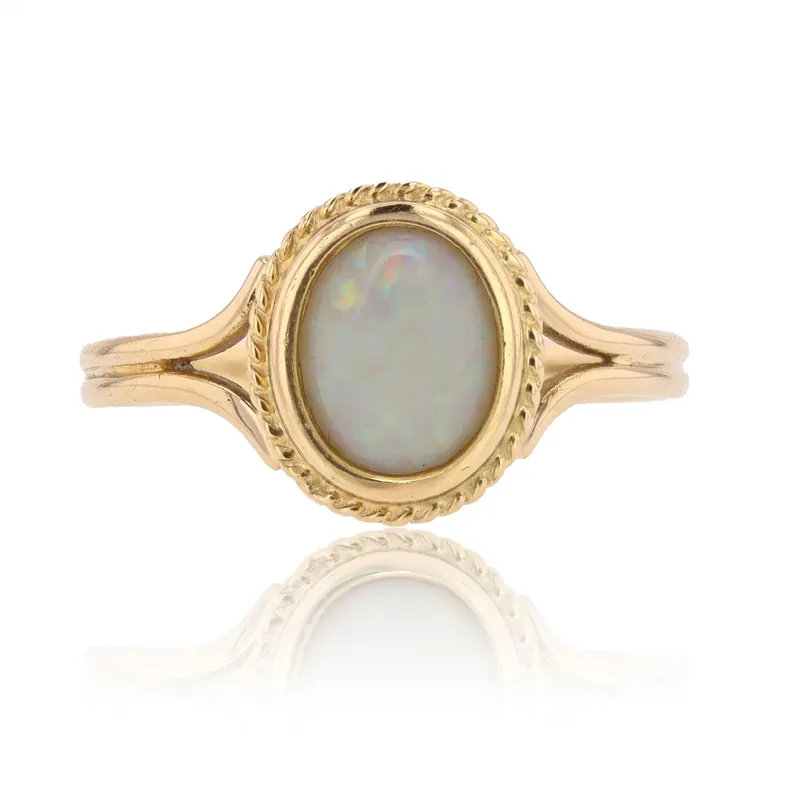 Vente Flash Bague opale or jaune torsadé