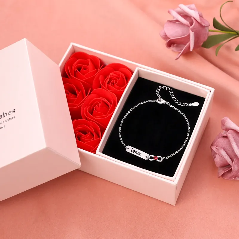Bracelet infini Bracelet Pierre De Naissance avec 1-6 Prénoms Personnalisé pour Femme|Jessemade Tendance