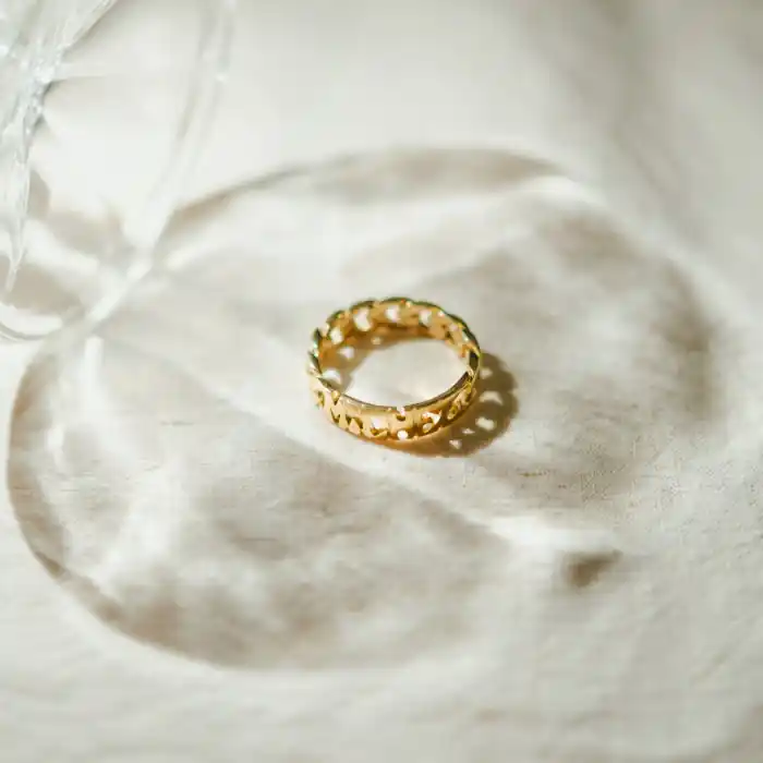 Promotion Bague chainette prénom en plaqué or