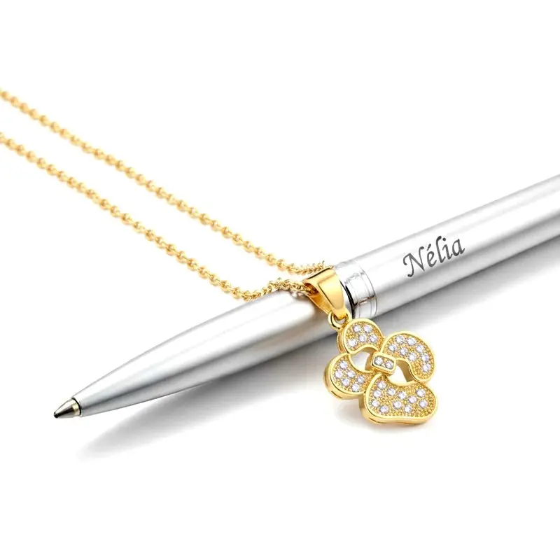 Collier pour femme doré chaîne ornée d'un pendentif étincelant Vente Flash