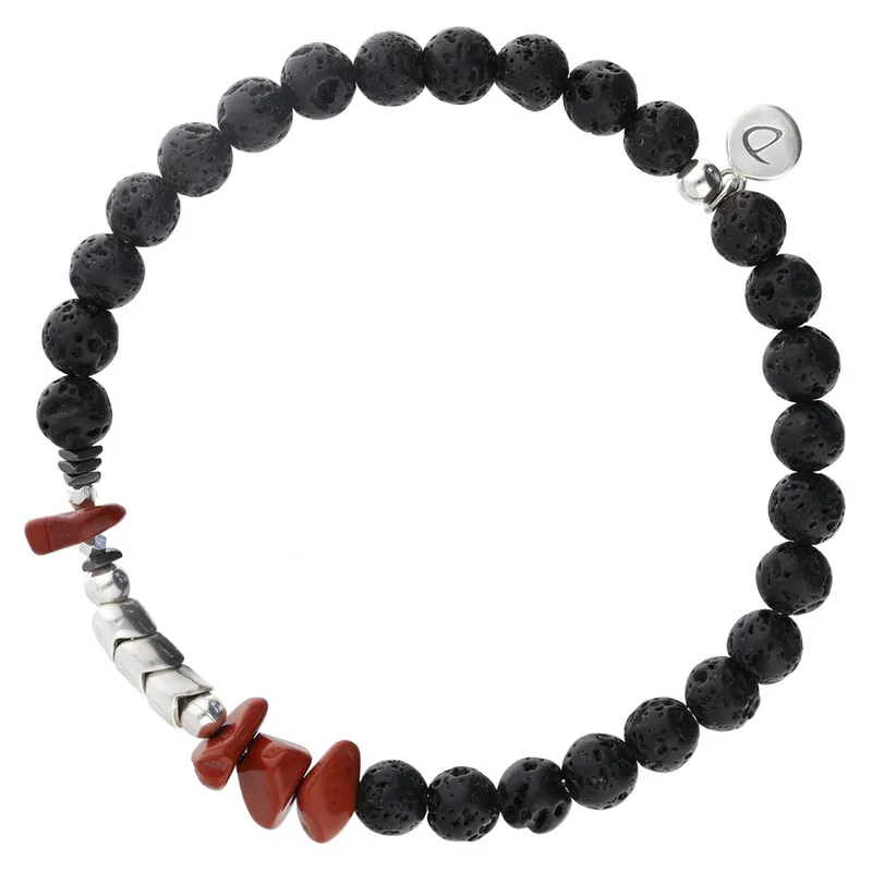 Meilleur Choix BRACELET HOMME ELASTIQUE PIERRE DE FEU ROUGE