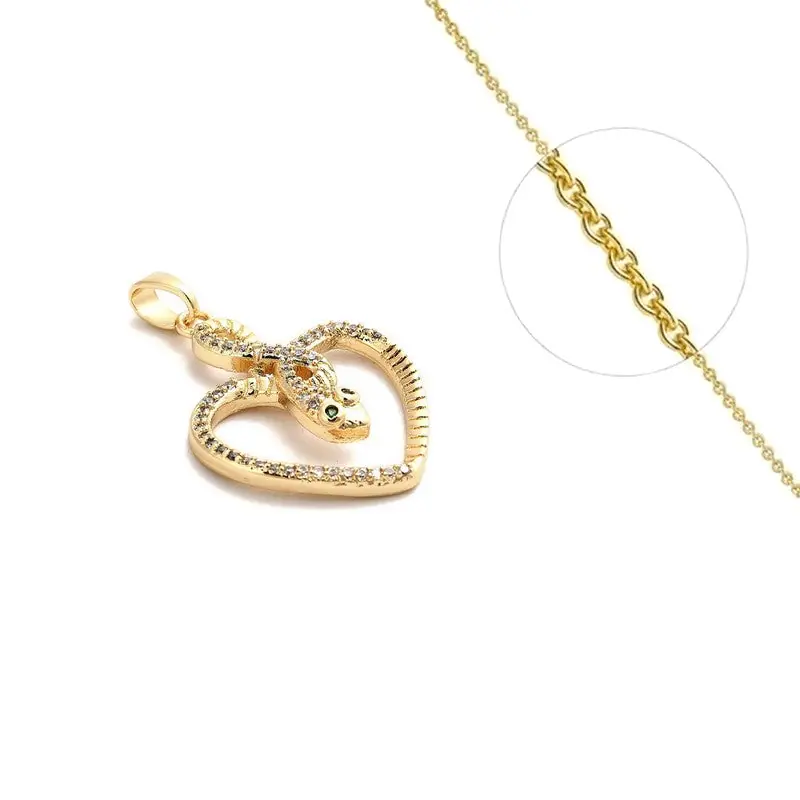 Meilleure Vente Collier chaîne et pendentif cœur serpent zirconiums sertis