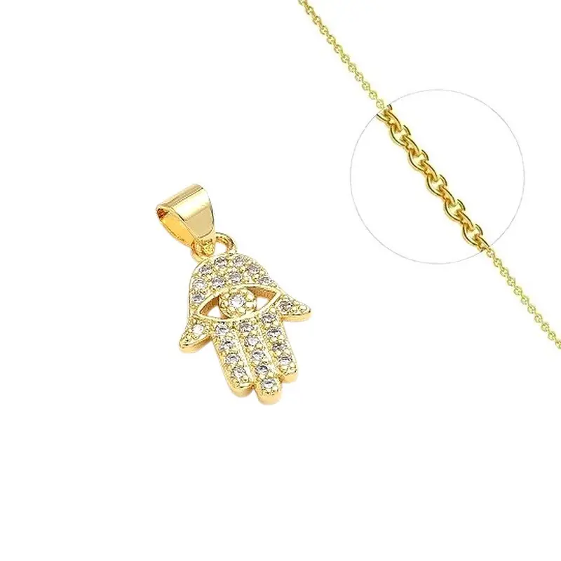 Offre Spéciale Collier chaîne et pendentif main de Fatma zirconiums blanc