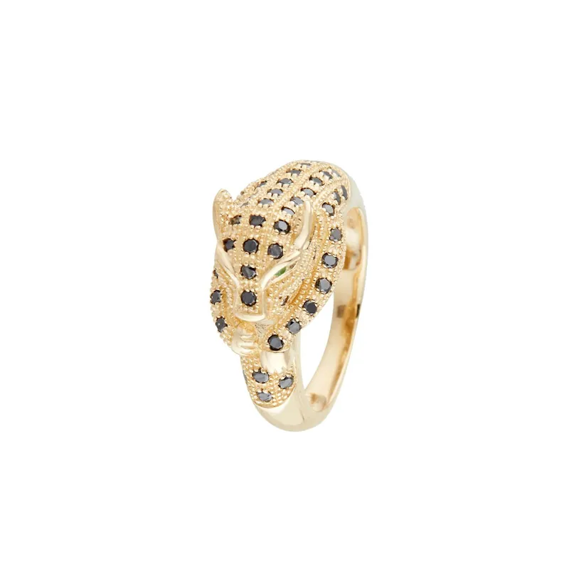 Prix Cassé Bague Panthère Enchantée, Or jaune, Emeraudes et Diamants