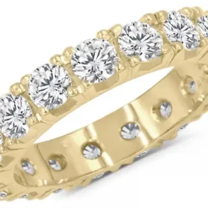 Acheter En Ligne Jonc éternité classique 4 griffes diamants de laboratoire de 16 points en or jaune 14k pour femme