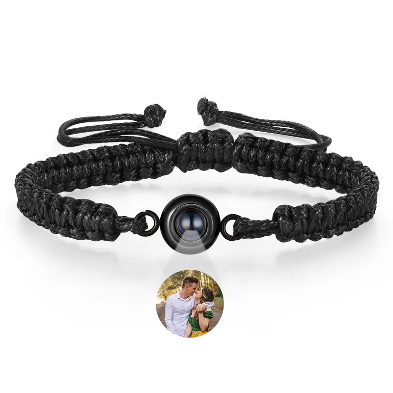 Populaire Bracelet Acier Titane Personnalisée Bracelet Photo ProjectionNoir pour Couple|Jessemade