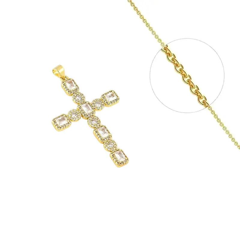En Vogue Collier chaîne et pendentif croix zirconiums sertis