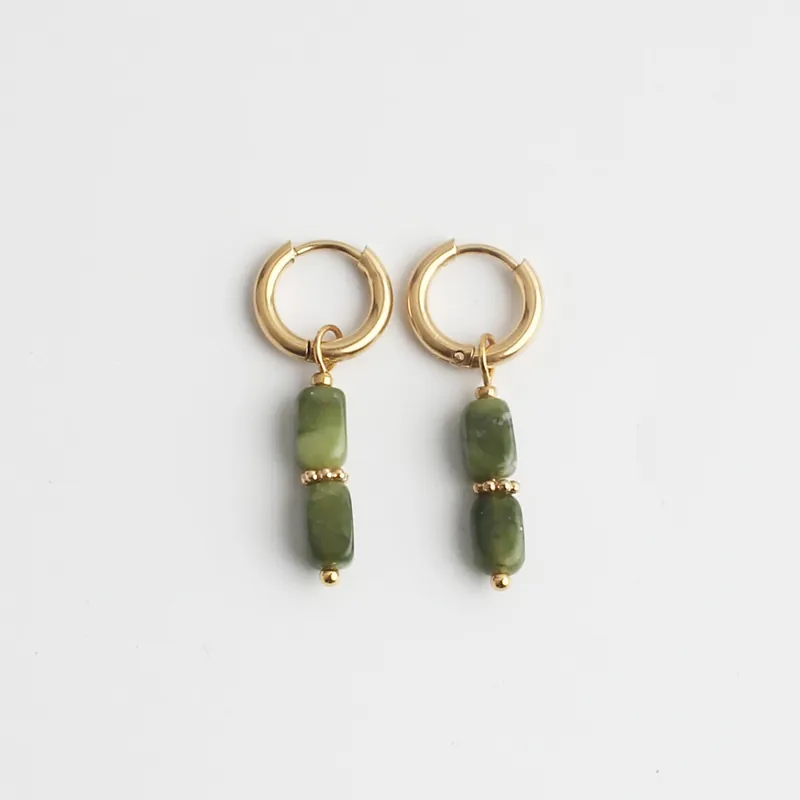 Freya - Boucles d'oreilles - Pierre naturelle - Acier inoxydable Fait Main