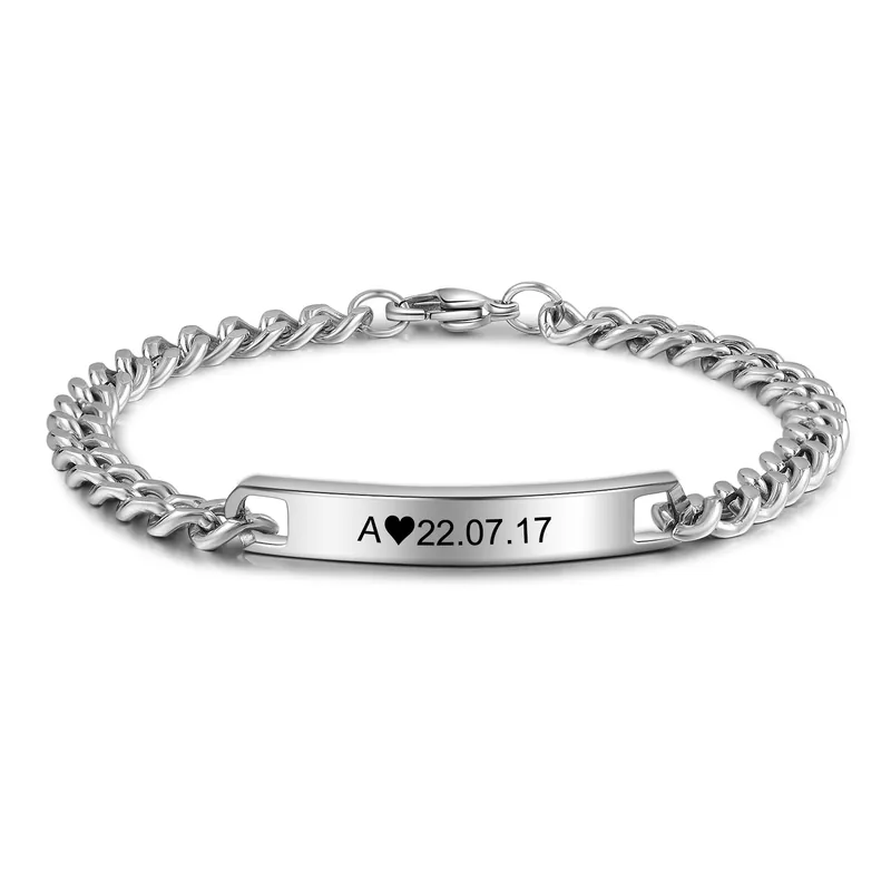 Garantie Incluse Bracelet en Commun Gourmette de Saint-Valentin lettre Personnalisé pour couple|Jessemade