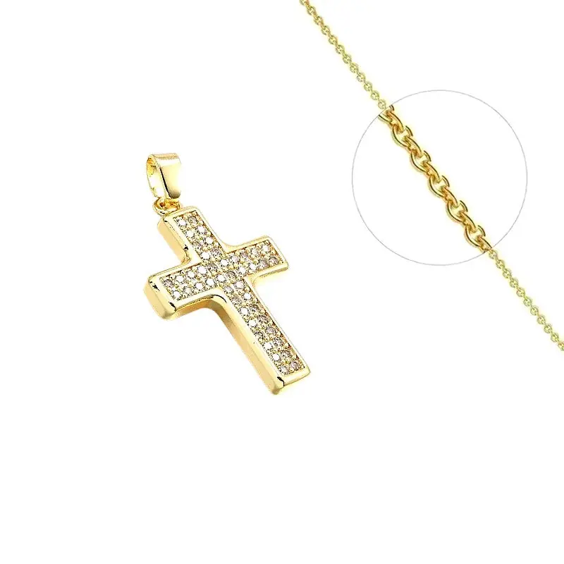 Collier chaîne et pendentif croix zirconiums sertis Livraison Express