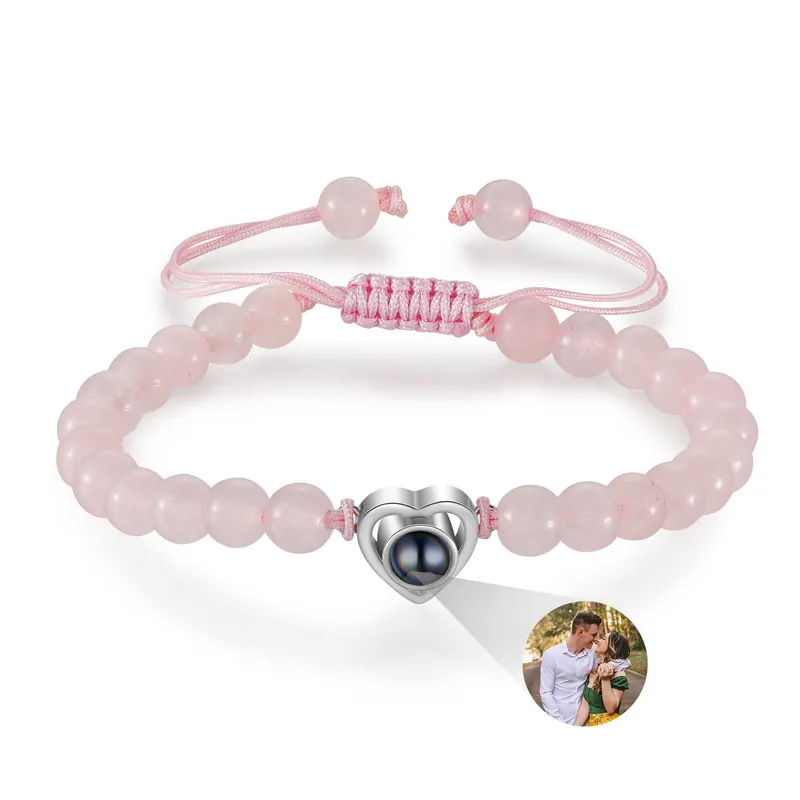 Paiement Sécurisé Bracelet Cœur en Perles Naturelles Bracelet Photo Projection|Jessemade