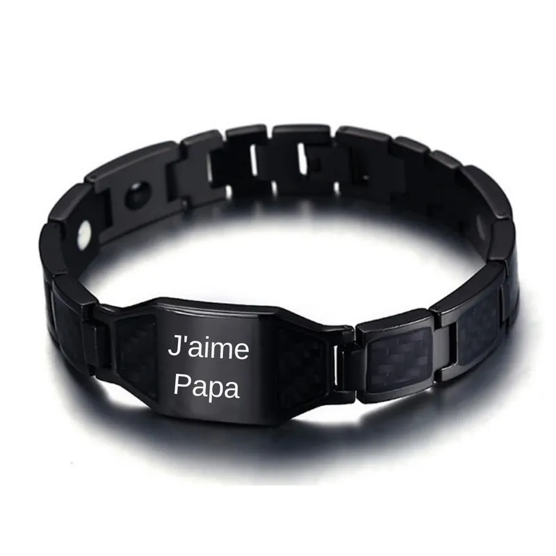 Must-Have Bracelet magnétique 1 Prénom Personnalisé en Acier au titane | Cadeau Fête des Pères | Jessemade