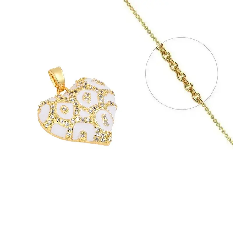 Collier doré chaîne et pendentif cœur émail zirconiums sertis Must-Have