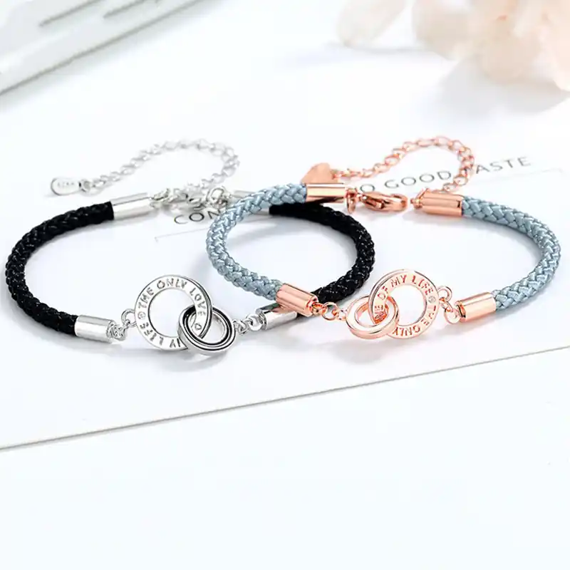 2PCS Bracelets 2 Prénoms Personnalisés Bracelet en Commun pour Couple|Jessemade Seulement Aujourd’hui