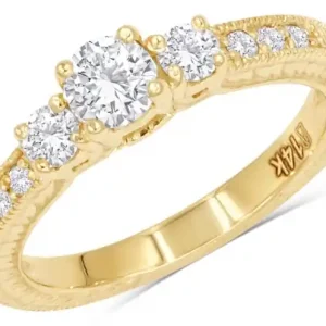 Bague trinité vintage jonc gravures à diamants de laboratoireen or jaune 14k pour femme Commande En Gros