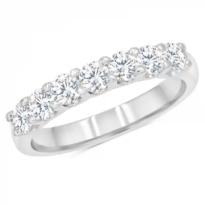Acheter En Ligne Jonc Soraya Moyenne 7 diamants de .10ct griffes partagées en or blanc 14k pour femme