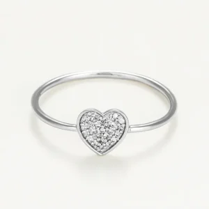 Super Prix Bague Or Blanc 375/1000 "Coeur Terndresse" Diamant 0,05 ct/26