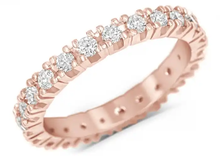 Produit De Marque Jonc éternité diamants de 3 points sertis 4 griffes classique en or jaune 14k pour femme