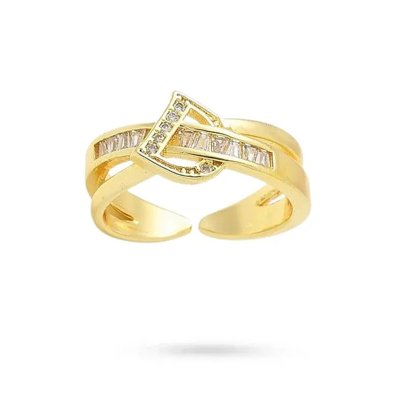 Meilleure Vente Bague femme réglable lettre D avec zirconiums sertis