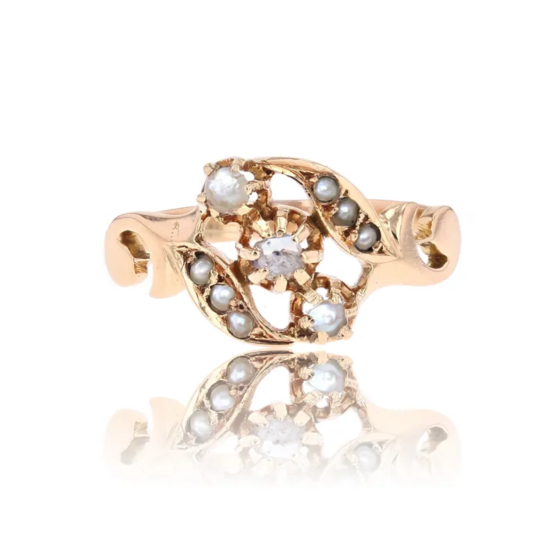 Super Prix Bague ancienne perles fines et diamant taillé en rose