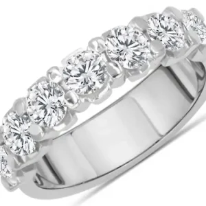 Remise Jonc Luz semi-éternité 7 diamants de 20 points griffes partagées en or blanc 14k pour femme