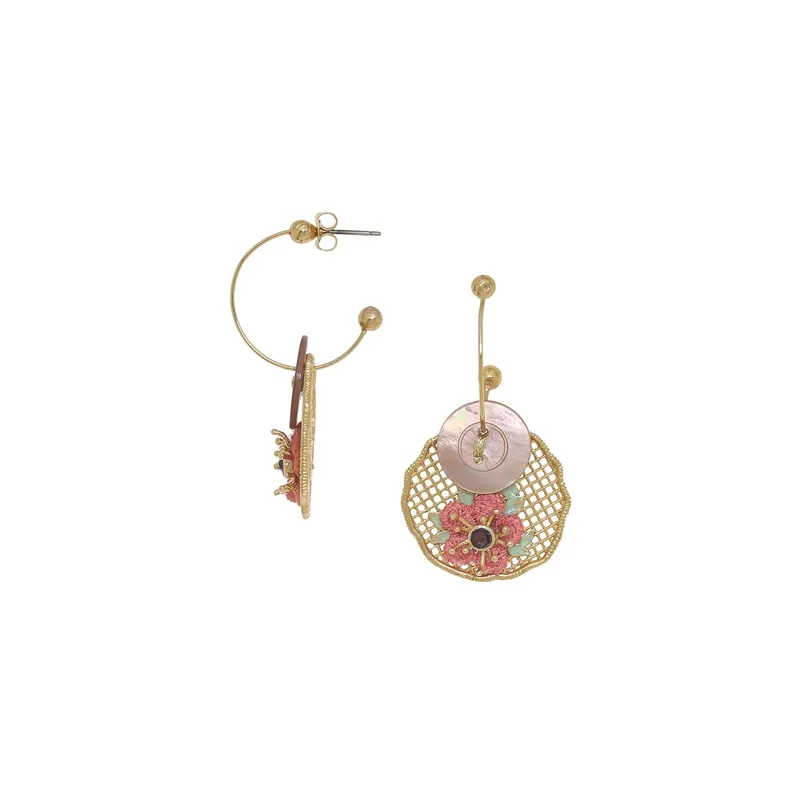 Vente Directe Boucles d'oreilles créoles bouton nacre - Bridget