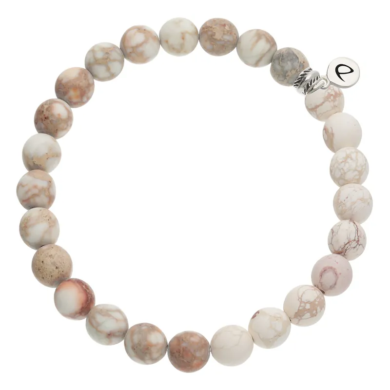 Bracelet Homme Élastique Blanc Crème Jaspe 8mm Commander Vite