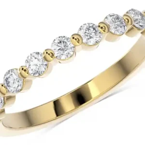 Acheter Direct Jonc Bulle semi-éternité serti une griffe diamants de laboratoire 3-10 points en or jaune 14k pour femme