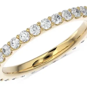Exclusif Jonc Volage éternité profil droit diamants de laboratoire 3 à 20 points en or jaune 14k